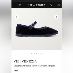 NWT Vibi Venezia Navy Velvet Mary Jane Flats size 38